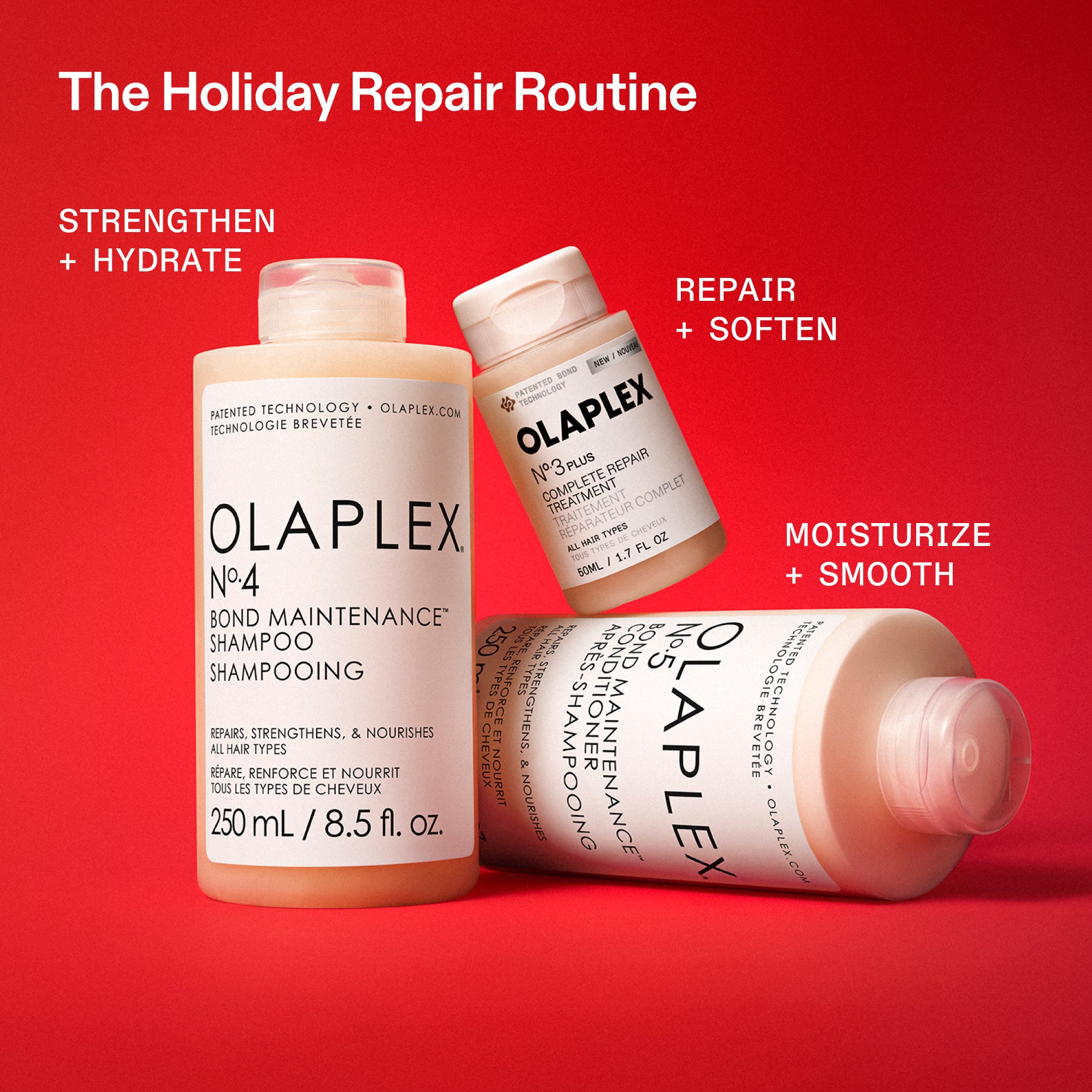 La routine Holiday Repair
Renforcer
+ Hydrater
RÉPARER
+ adoucir
HYDRATER
+ LISSER