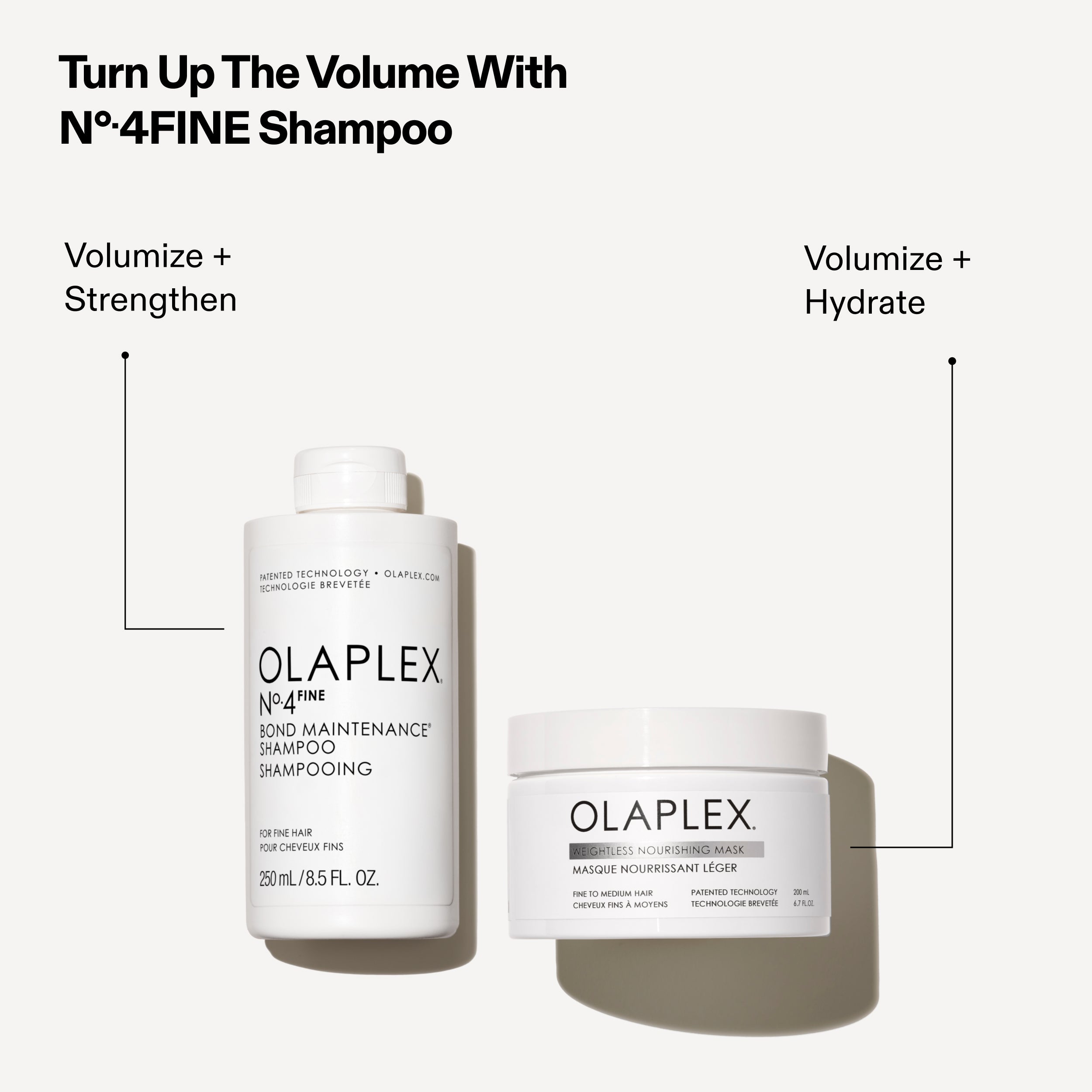 Turn Up The Volume With
N°.4FINE Shampoo

Volumize +
Strengthen

Volumize +
Hydrate